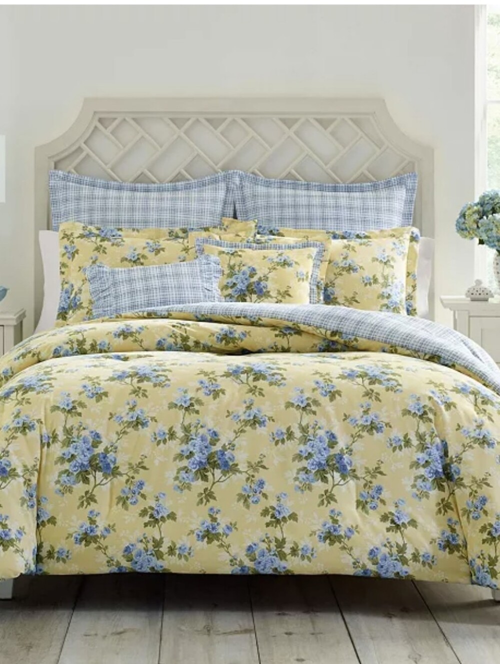 Laura Ashley Cassidy Cotton Reversible 7 Piece Duvet Cover Set Full/Queen